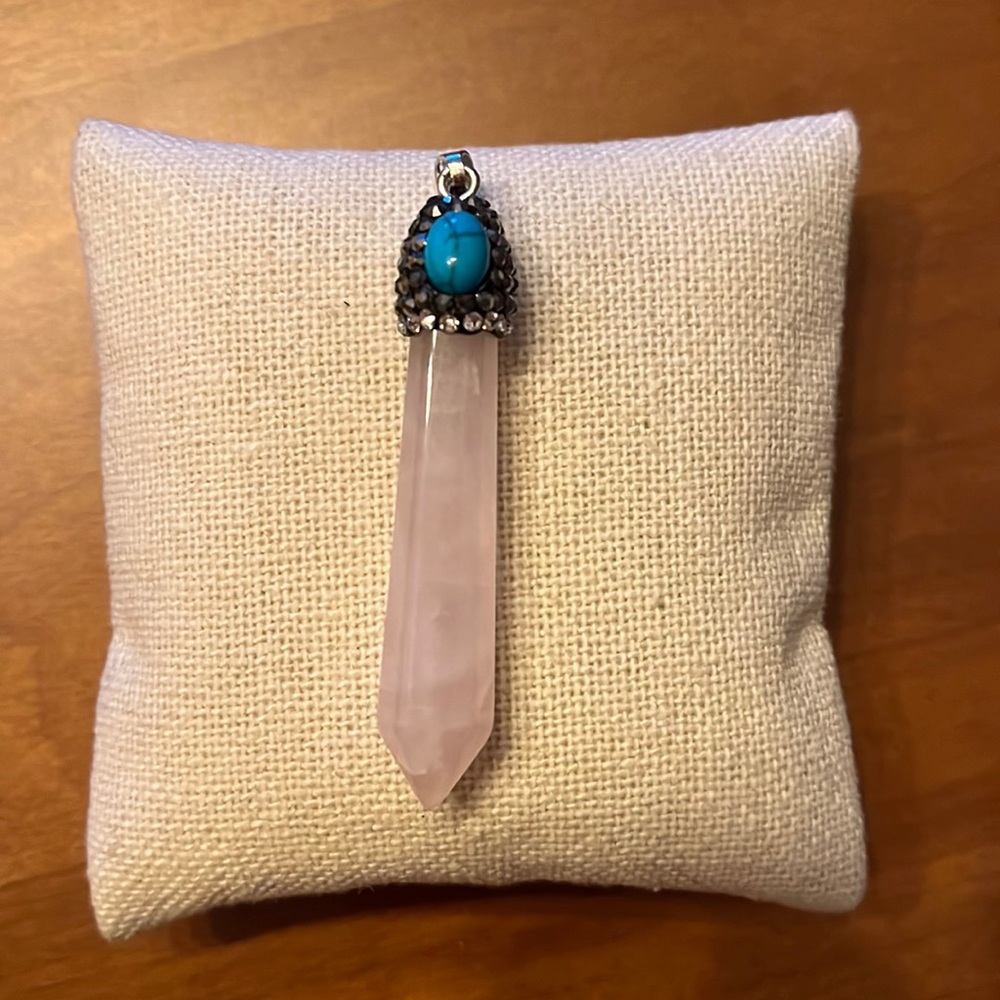 Pink Quartz with Turquoise Pendant New Unworn/Unused